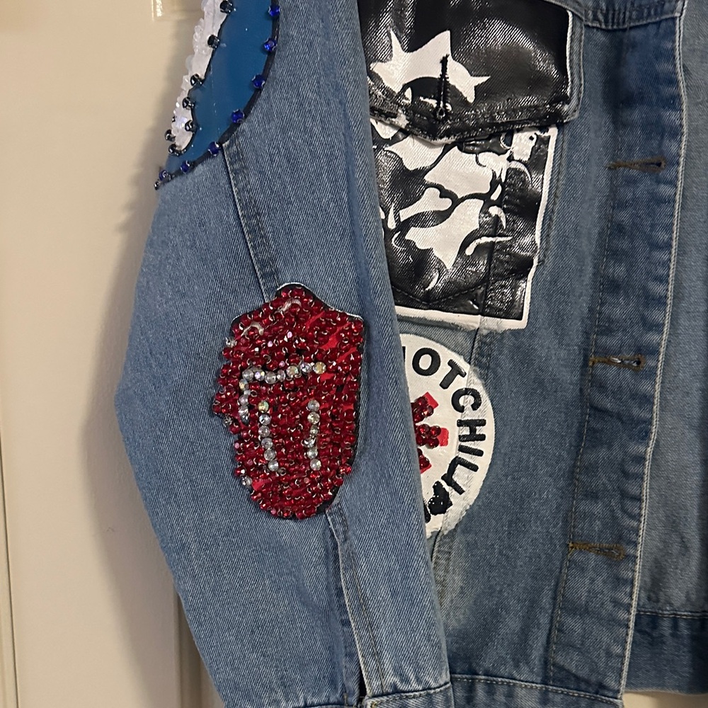 Denim Patchwork Jean Jacket - Blue - image 3